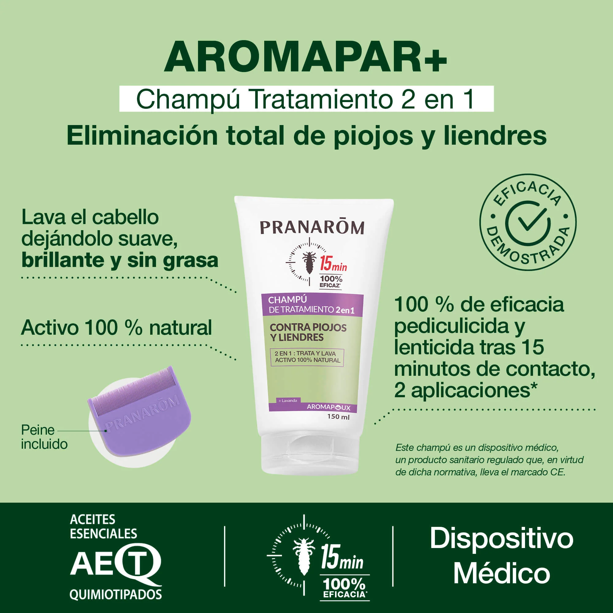 Champú de tratamiento 2 en 1 para piojos y liendres - Dispositivo médico - Image 3